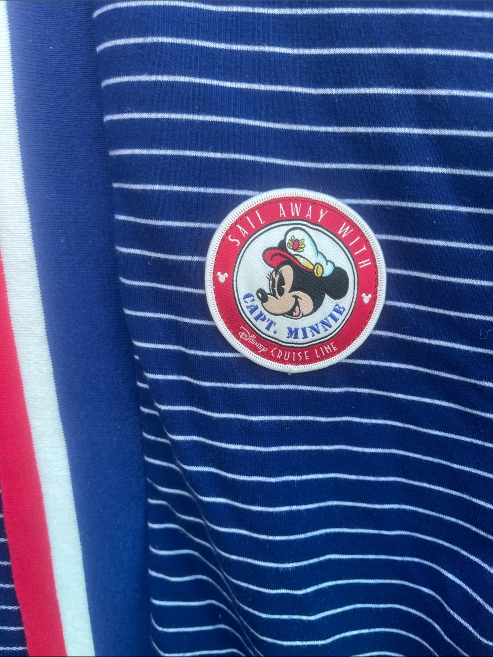 Disney Cruise Kine Navy Striped Open Cardigan Minnie Mouse Red & White Trim - Picture 2 of 8